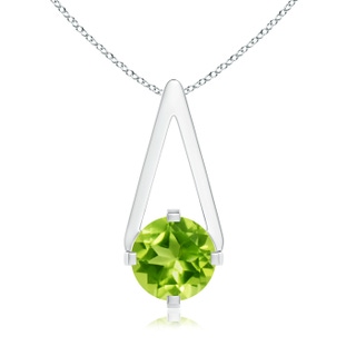 6mm AAA Flat Prong-Set Solitaire Peridot Triangular Pendant in White Gold