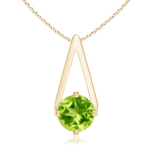 6mm AAA Flat Prong-Set Solitaire Peridot Triangular Pendant in Yellow Gold