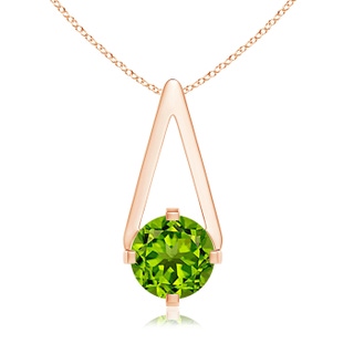 6mm AAAA Flat Prong-Set Solitaire Peridot Triangular Pendant in Rose Gold