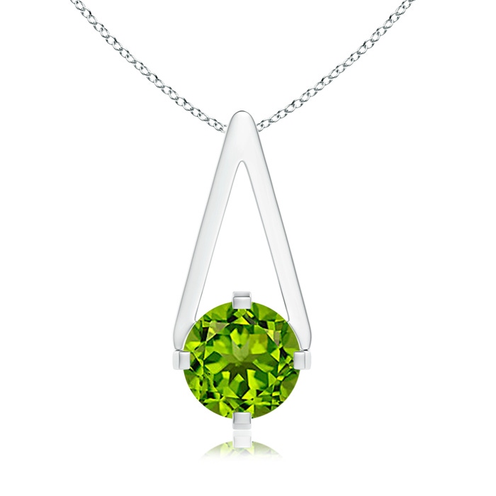 6mm AAAA Flat Prong-Set Solitaire Peridot Triangular Pendant in S999 Silver