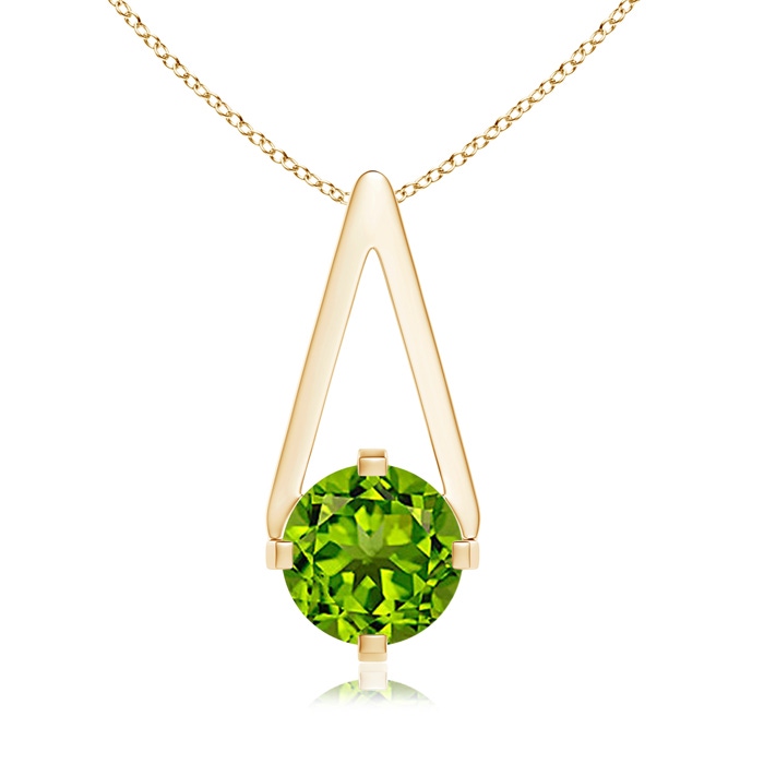 6mm AAAA Flat Prong-Set Solitaire Peridot Triangular Pendant in Yellow Gold