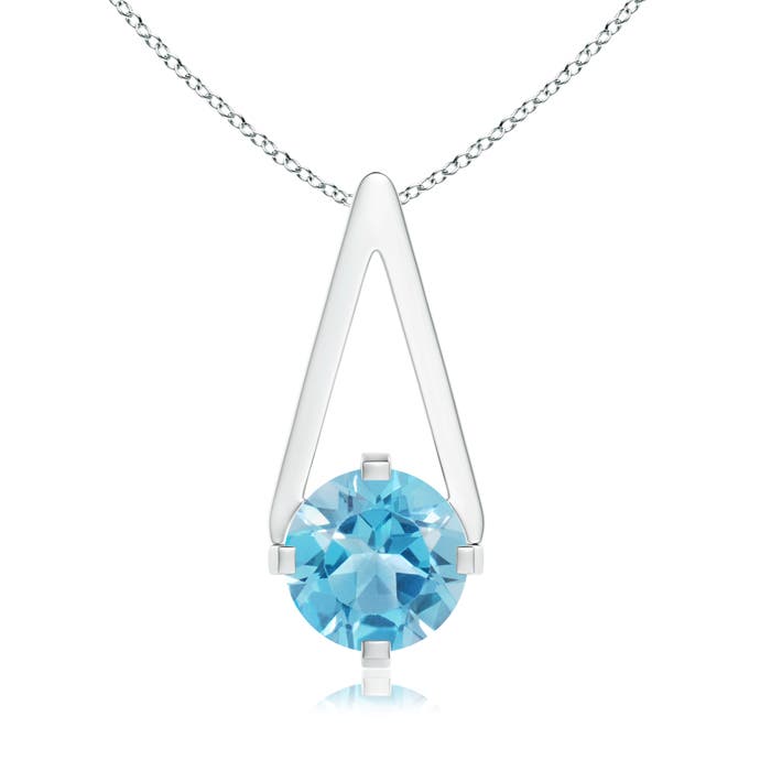 AA - Swiss Blue Topaz / 0.95 CT / 14 KT White Gold