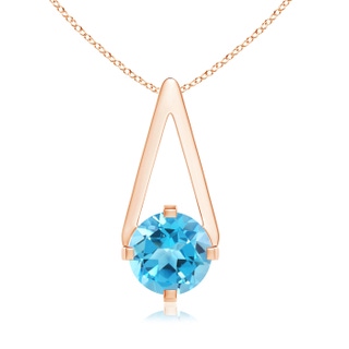 6mm AAA Flat Prong-Set Solitaire Swiss Blue Topaz Triangular Pendant in Rose Gold