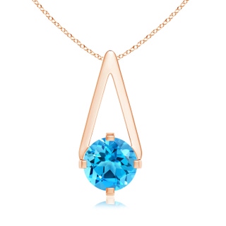 6mm AAAA Flat Prong-Set Solitaire Swiss Blue Topaz Triangular Pendant in Rose Gold