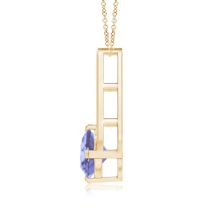6mm A Flat Prong-Set Solitaire Tanzanite Triangular Pendant in Yellow Gold product image