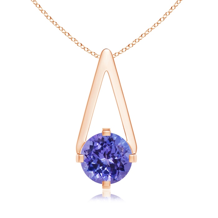 6mm AA Flat Prong-Set Solitaire Tanzanite Triangular Pendant in Rose Gold 