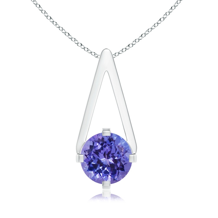 6mm AA Flat Prong-Set Solitaire Tanzanite Triangular Pendant in White Gold 
