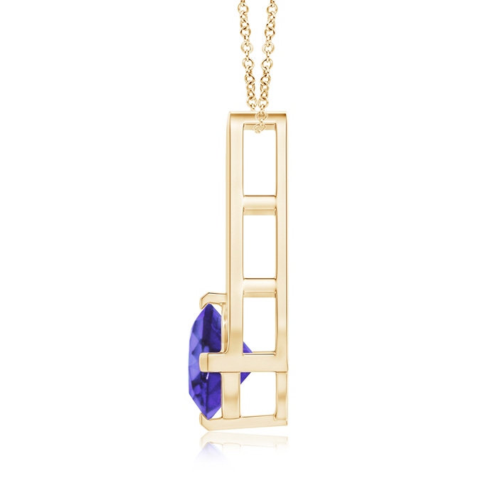 6mm AA Flat Prong-Set Solitaire Tanzanite Triangular Pendant in Yellow Gold product image