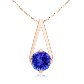 6mm AAA Flat Prong-Set Solitaire Tanzanite Triangular Pendant in Rose Gold