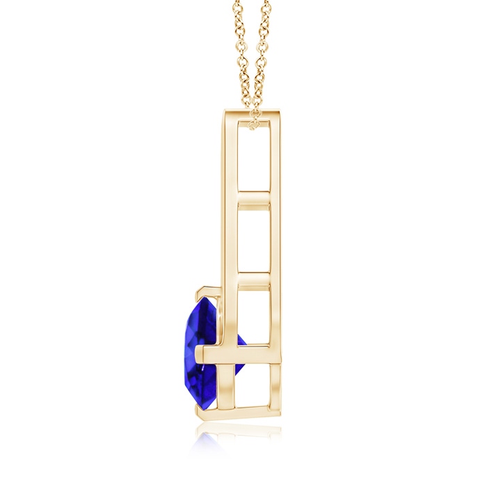 6mm AAA Flat Prong-Set Solitaire Tanzanite Triangular Pendant in Yellow Gold product image