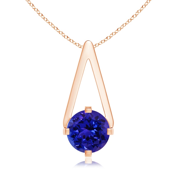 6mm AAAA Flat Prong-Set Solitaire Tanzanite Triangular Pendant in Rose Gold