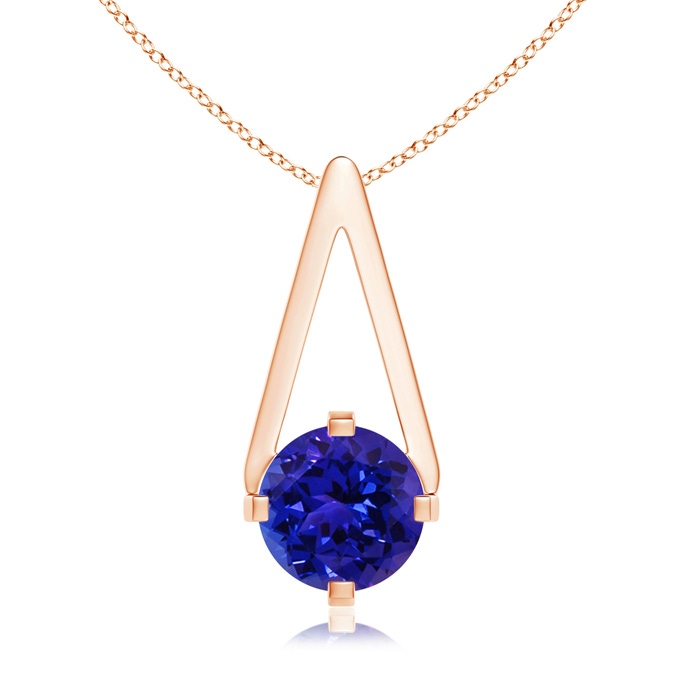 6mm AAAA Flat Prong-Set Solitaire Tanzanite Triangular Pendant in Rose Gold 