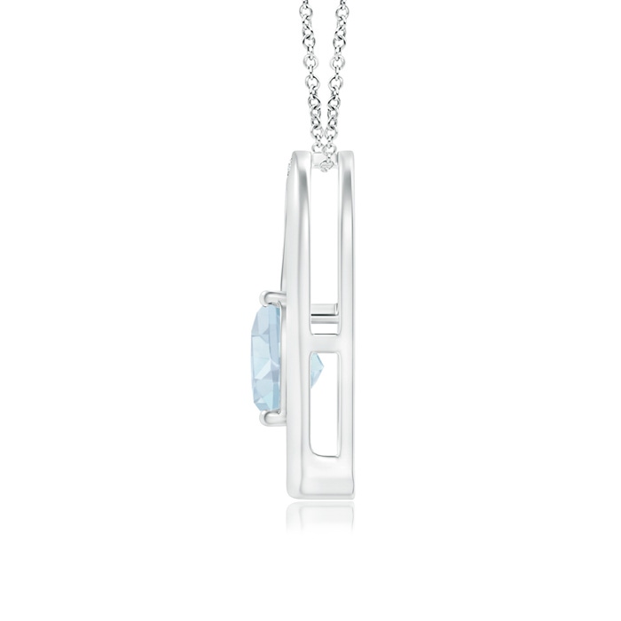6mm A Aquamarine and Diamond Tilted Heart Pendant in 9K White Gold product image