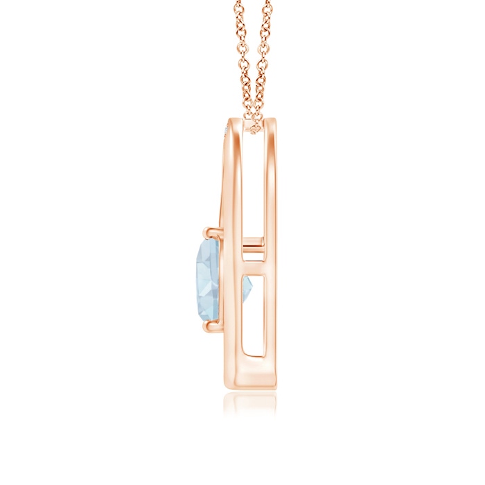 6mm A Aquamarine and Diamond Tilted Heart Pendant in Rose Gold product image