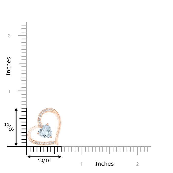 6mm A Aquamarine and Diamond Tilted Heart Pendant in Rose Gold product image