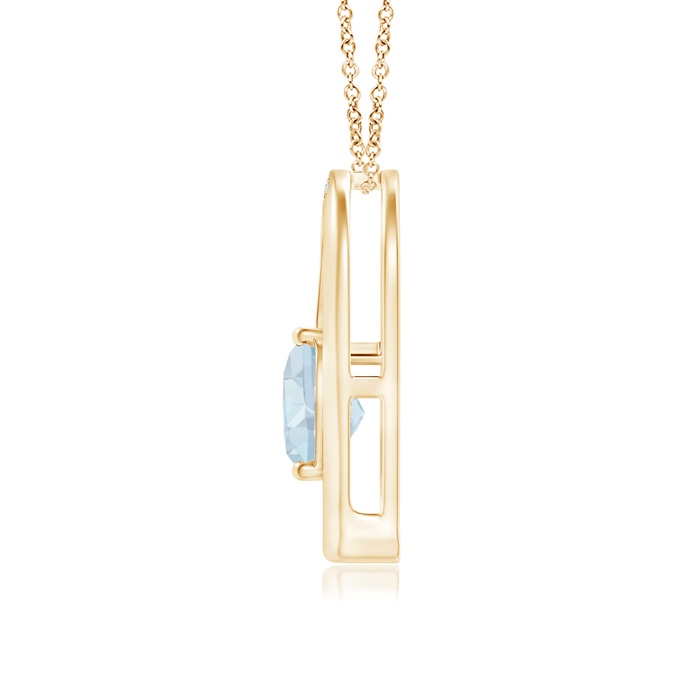 6mm A Aquamarine and Diamond Tilted Heart Pendant in Yellow Gold product image