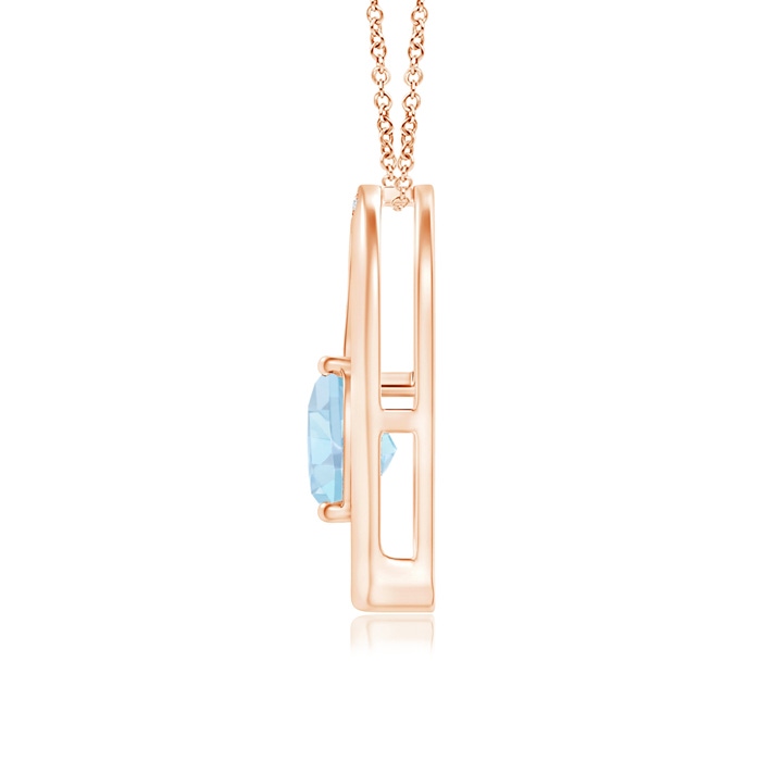 6mm AA Aquamarine and Diamond Tilted Heart Pendant in Rose Gold product image