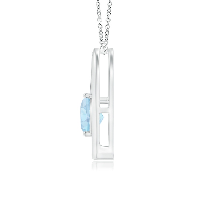 6mm AA Aquamarine and Diamond Tilted Heart Pendant in White Gold product image