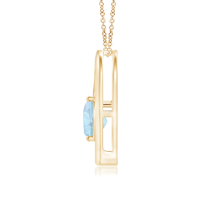 6mm AA Aquamarine and Diamond Tilted Heart Pendant in Yellow Gold product image