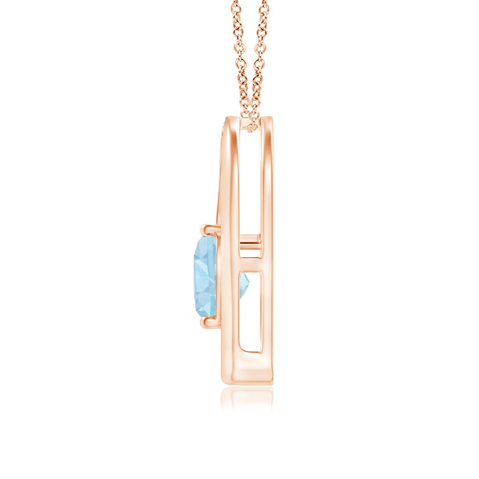6mm AAA Aquamarine and Diamond Tilted Heart Pendant in Rose Gold product image