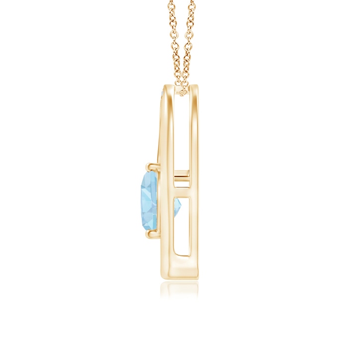 6mm AAA Aquamarine and Diamond Tilted Heart Pendant in Yellow Gold product image