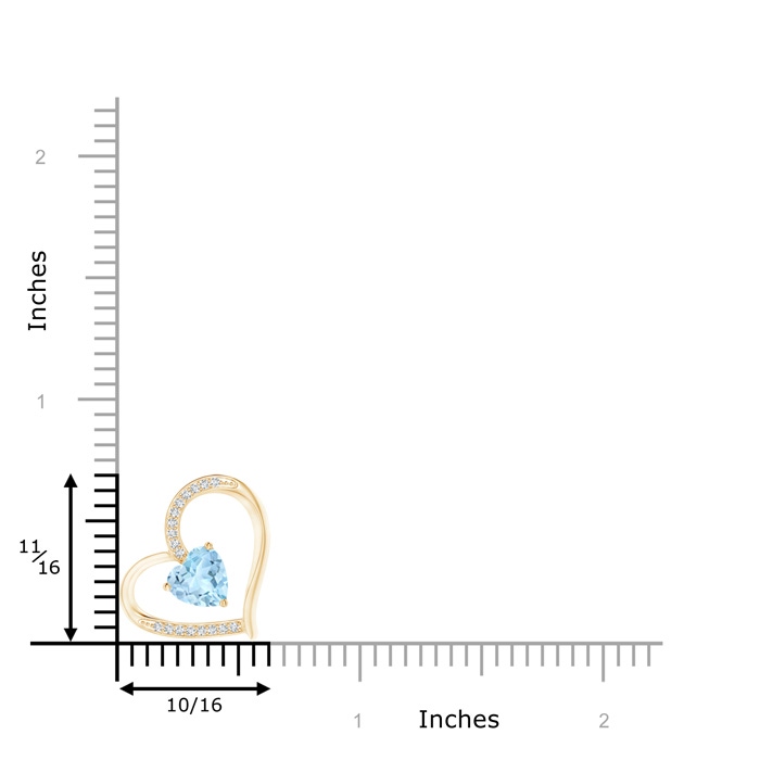 6mm AAA Aquamarine and Diamond Tilted Heart Pendant in Yellow Gold product image