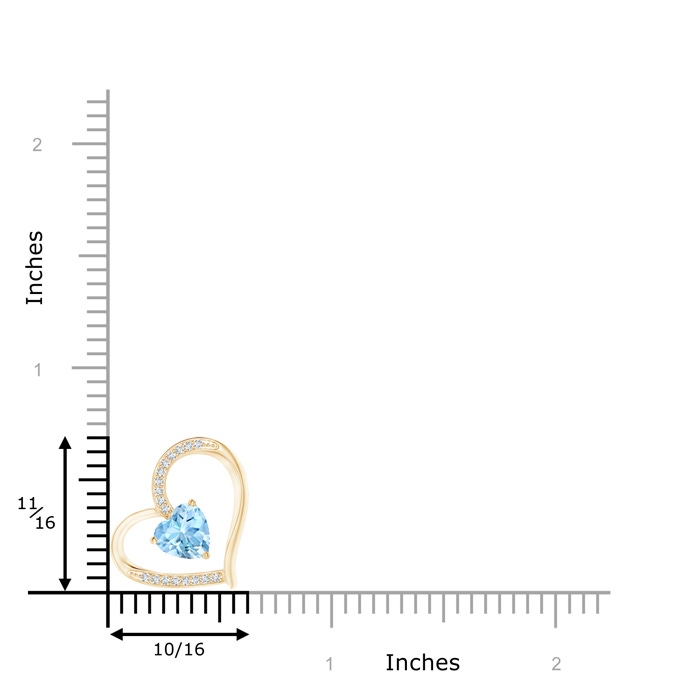 6mm AAAA Aquamarine and Diamond Tilted Heart Pendant in Yellow Gold product image