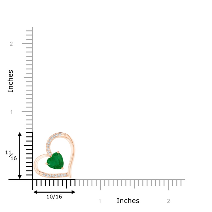 6mm A Emerald and Diamond Tilted Heart Pendant in Rose Gold product image