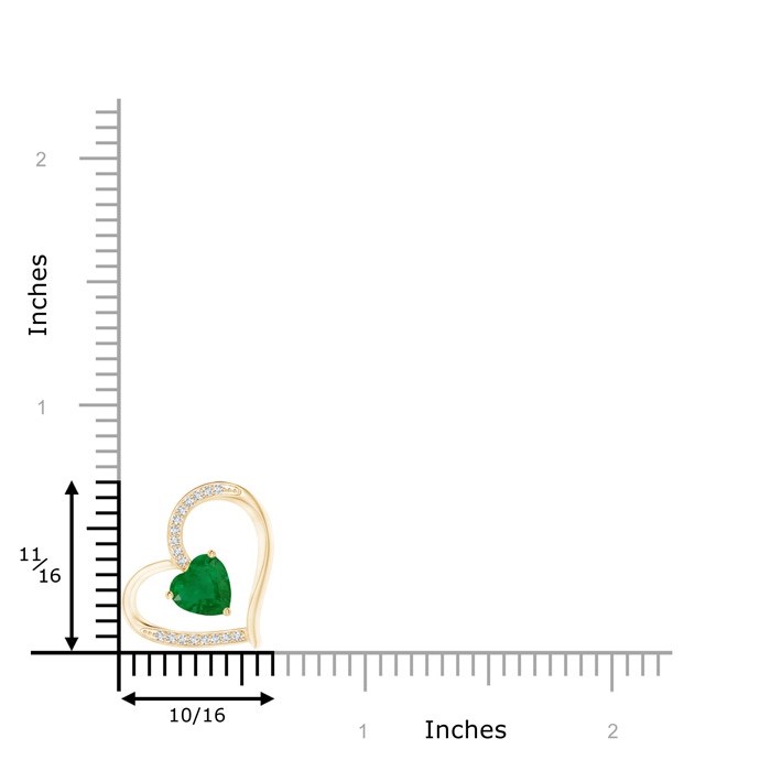 6mm A Emerald and Diamond Tilted Heart Pendant in Yellow Gold product image
