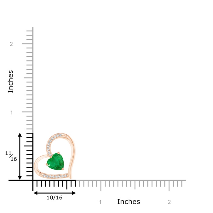 6mm AA Emerald and Diamond Tilted Heart Pendant in Rose Gold product image