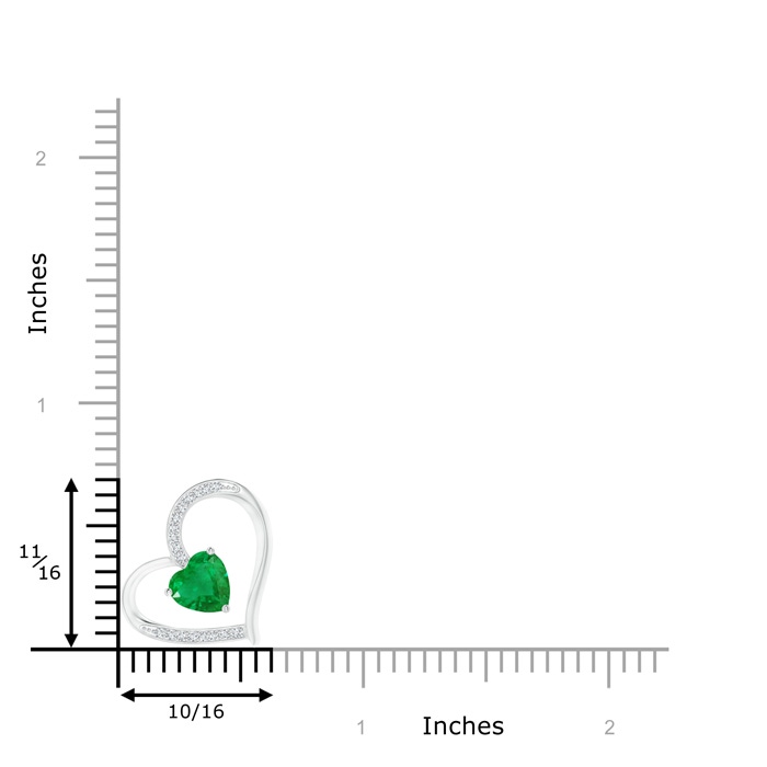 6mm AA Emerald and Diamond Tilted Heart Pendant in S999 Silver product image