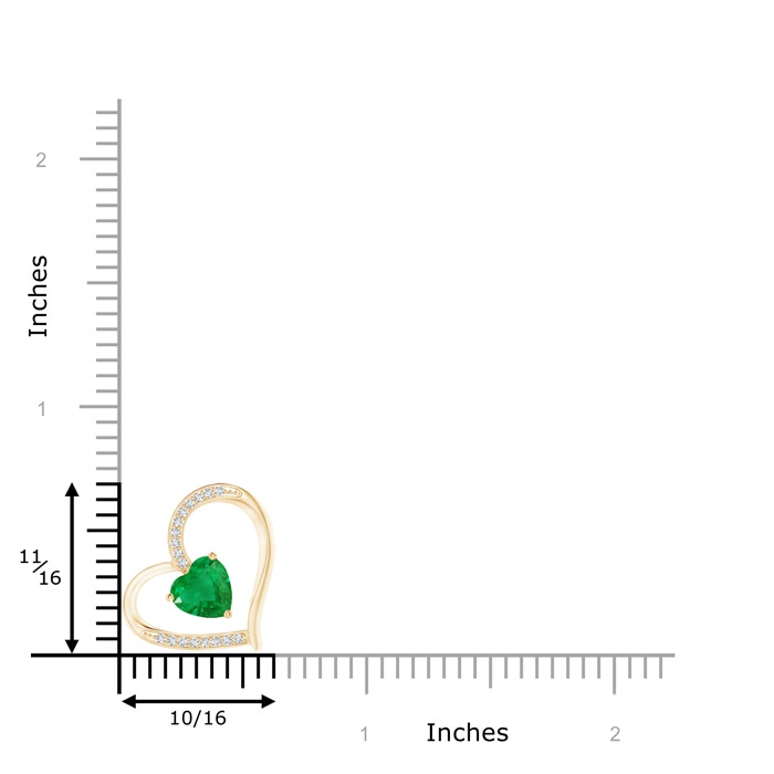 6mm AA Emerald and Diamond Tilted Heart Pendant in Yellow Gold product image