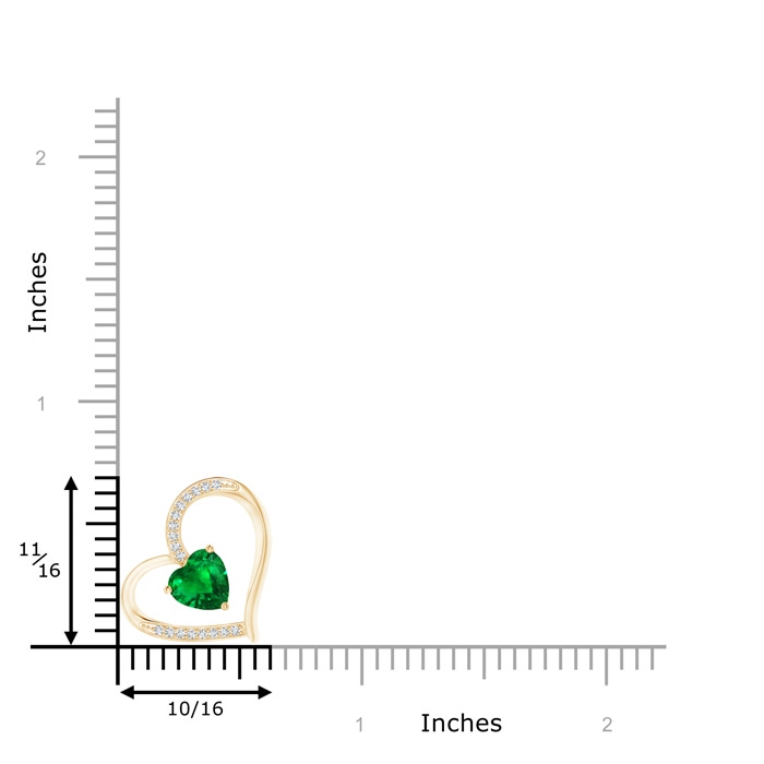 6mm AAAA Emerald and Diamond Tilted Heart Pendant in 9K Yellow Gold product image