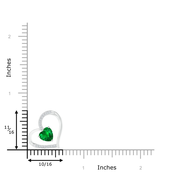 6mm AAAA Emerald and Diamond Tilted Heart Pendant in White Gold product image
