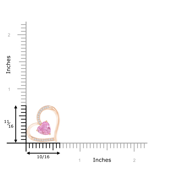 6mm A Pink Sapphire and Diamond Tilted Heart Pendant in Rose Gold product image