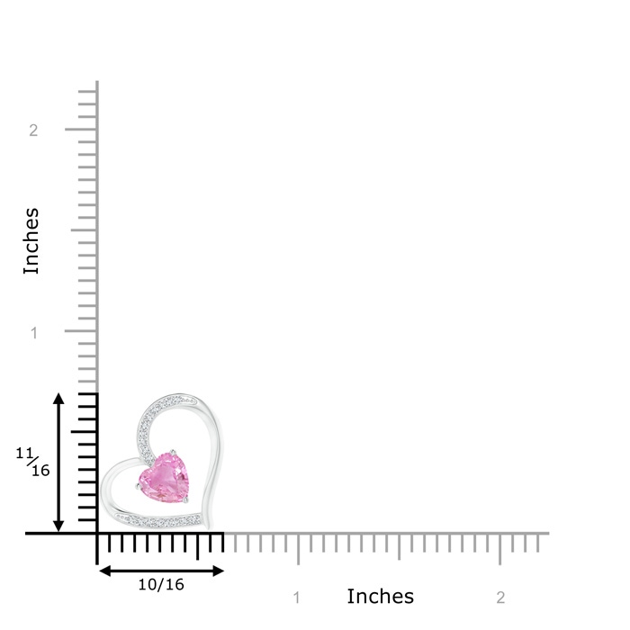 6mm A Pink Sapphire and Diamond Tilted Heart Pendant in White Gold product image