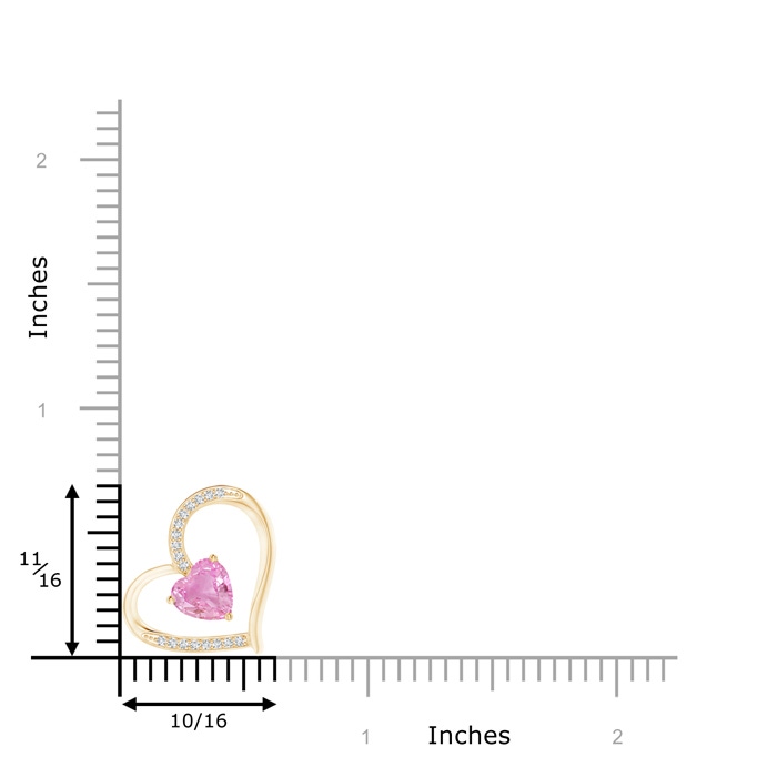 6mm A Pink Sapphire and Diamond Tilted Heart Pendant in Yellow Gold product image