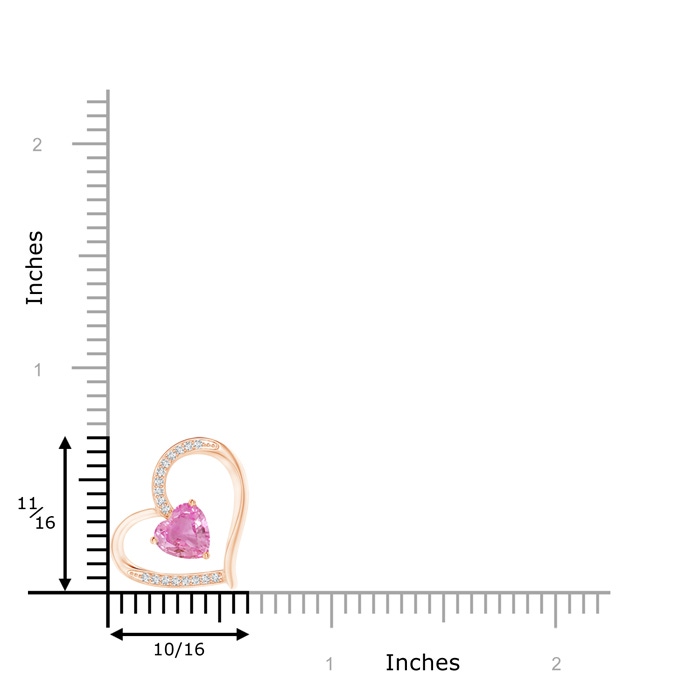 6mm AA Pink Sapphire and Diamond Tilted Heart Pendant in Rose Gold product image