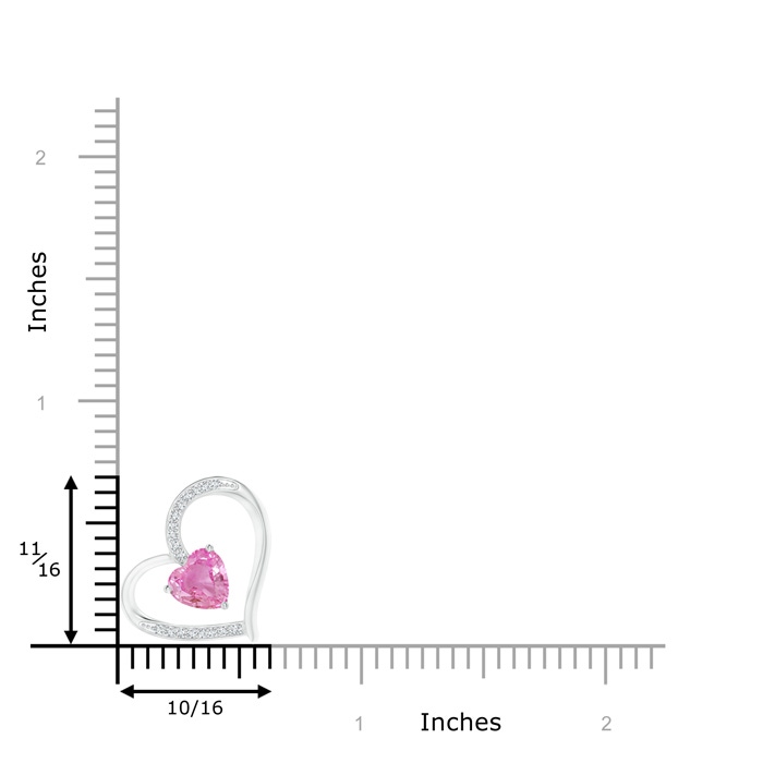 6mm AA Pink Sapphire and Diamond Tilted Heart Pendant in White Gold product image