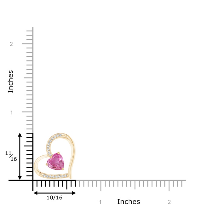 6mm AAA Pink Sapphire and Diamond Tilted Heart Pendant in Yellow Gold product image