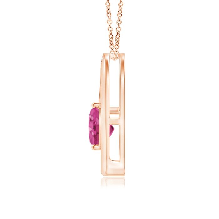 6mm AAAA Pink Sapphire and Diamond Tilted Heart Pendant in Rose Gold product image
