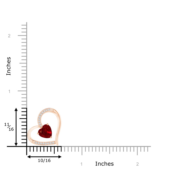 6mm AAAA Ruby and Diamond Tilted Heart Pendant in Rose Gold product image