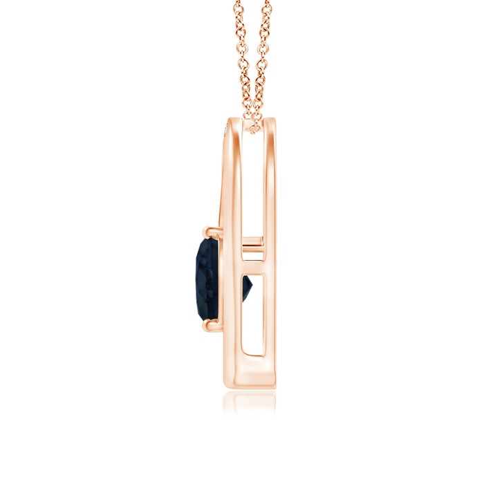 6mm A Sapphire and Diamond Tilted Heart Pendant in Rose Gold product image