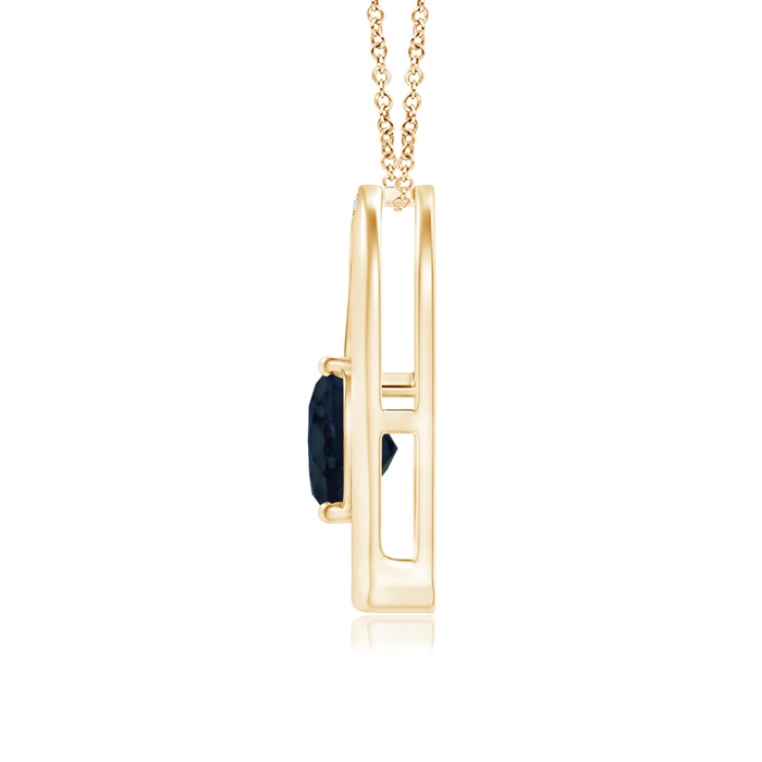 6mm A Sapphire and Diamond Tilted Heart Pendant in Yellow Gold product image
