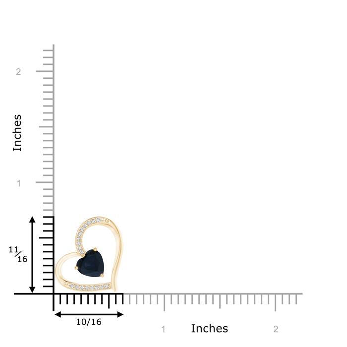 6mm A Sapphire and Diamond Tilted Heart Pendant in Yellow Gold product image