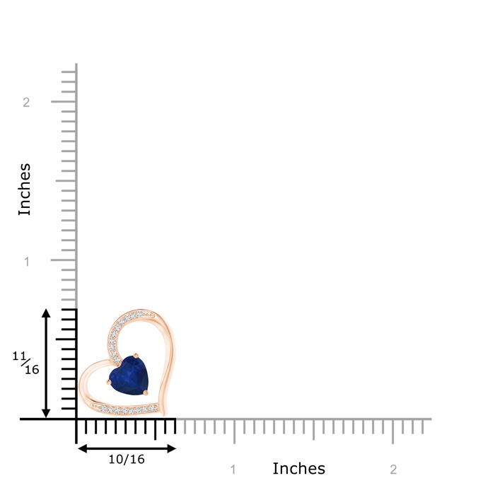 6mm AA Sapphire and Diamond Tilted Heart Pendant in Rose Gold product image