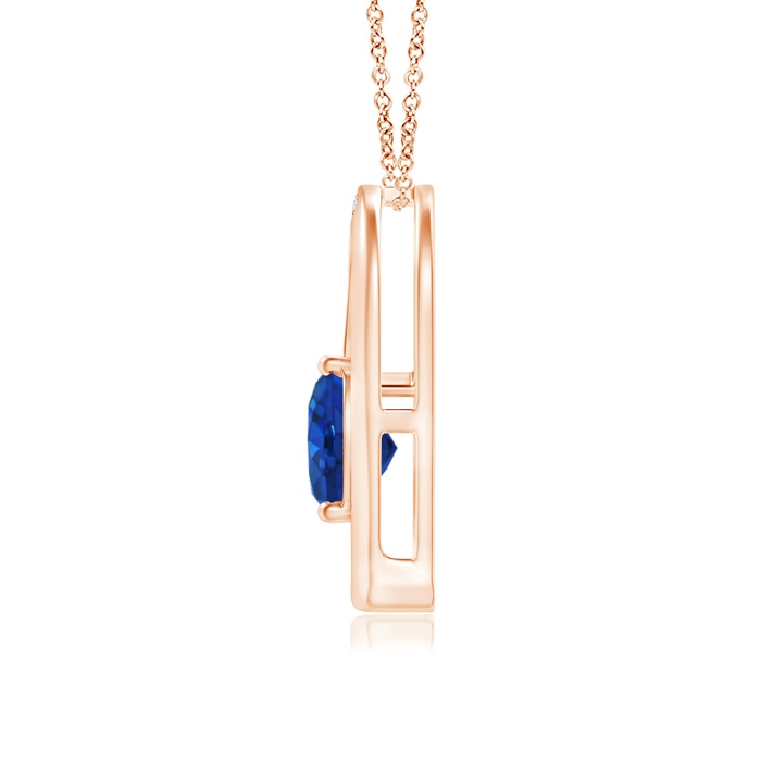 6mm AAA Sapphire and Diamond Tilted Heart Pendant in Rose Gold product image
