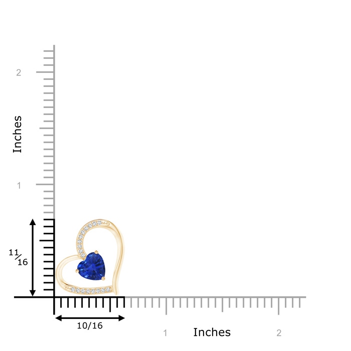 6mm AAA Sapphire and Diamond Tilted Heart Pendant in Yellow Gold product image