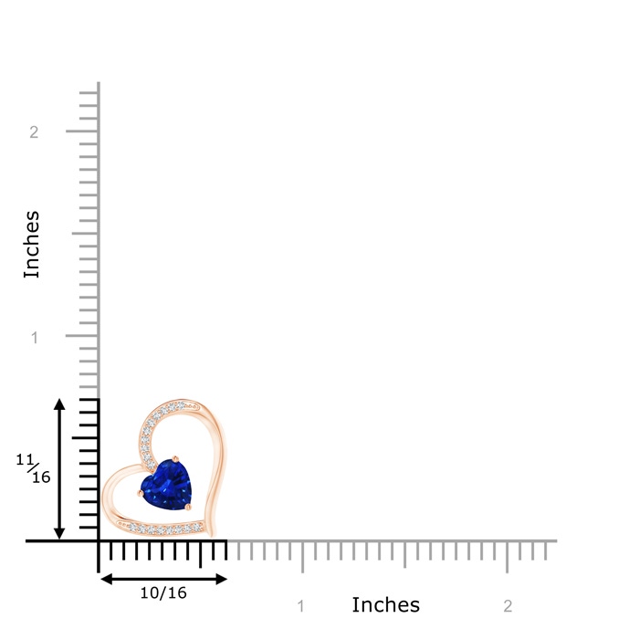 6mm AAAA Sapphire and Diamond Tilted Heart Pendant in Rose Gold product image