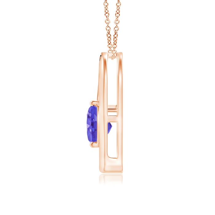 6mm AAA Tanzanite and Coffee Diamond Tilted Heart Pendant in Rose Gold Product Image